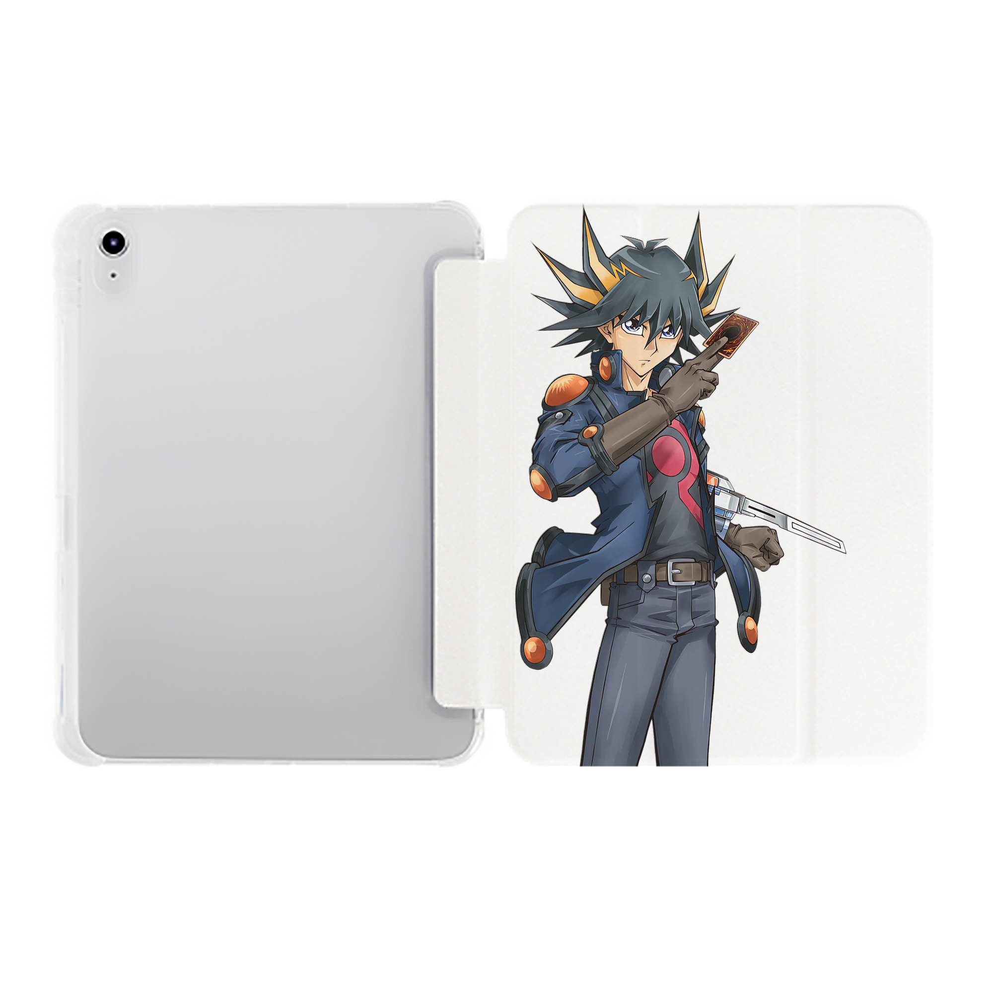 （画像用） 遊☆戯☆王 Yu-Gi-Oh! IPad ケース ペン収納付き 三つ折りスタンド PUレザー×シリコン 対応機種9.5/10.5/10.9インチ